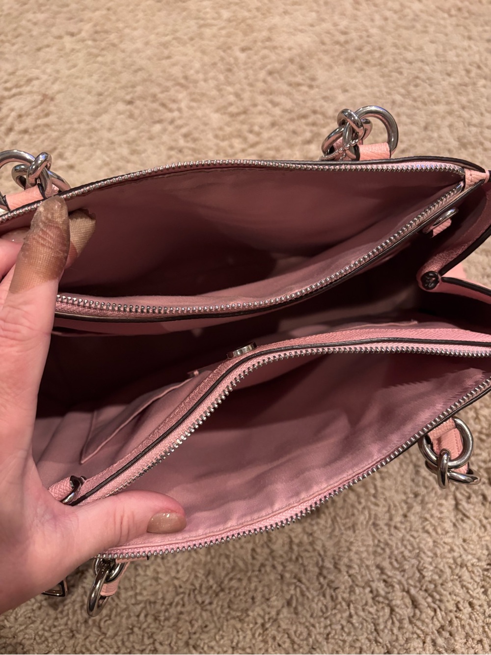 Coach Pink Signature Canvas & Leather Shoulder Bag LIKE NEW - Picture 3 of 3